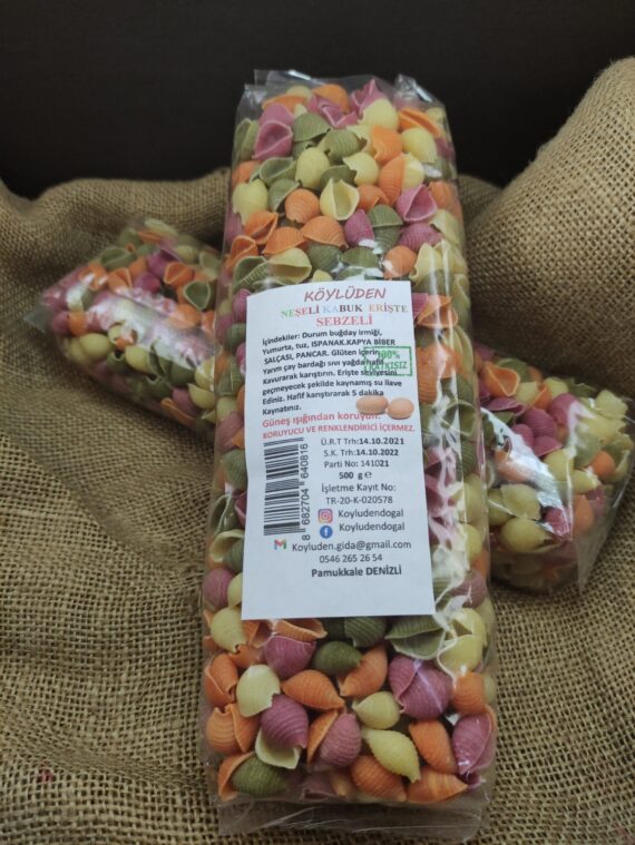 Köylüden Gıda Neşeli Kabuk Erişte Sebzeli 500gr